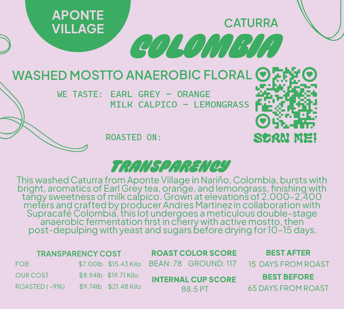 Colombia Caturra Mostto Anaerobic Washed Floral