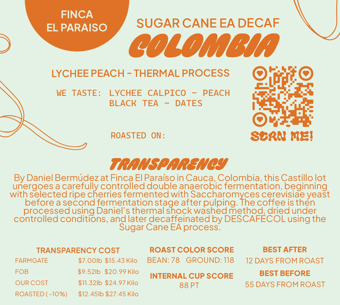 Colombia EA Decaf LYCHEE PEACH CO-FERMENT