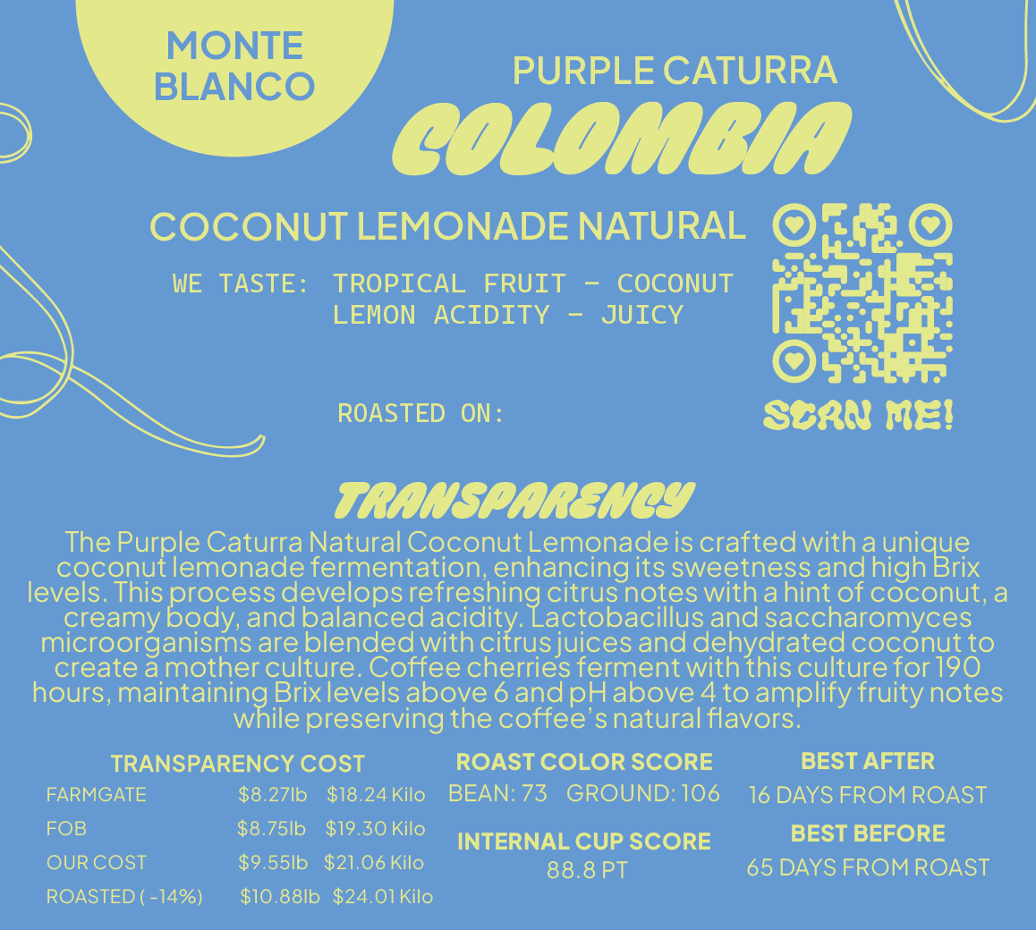 Colombia Natural Coconut Lemonade Purple Caturra