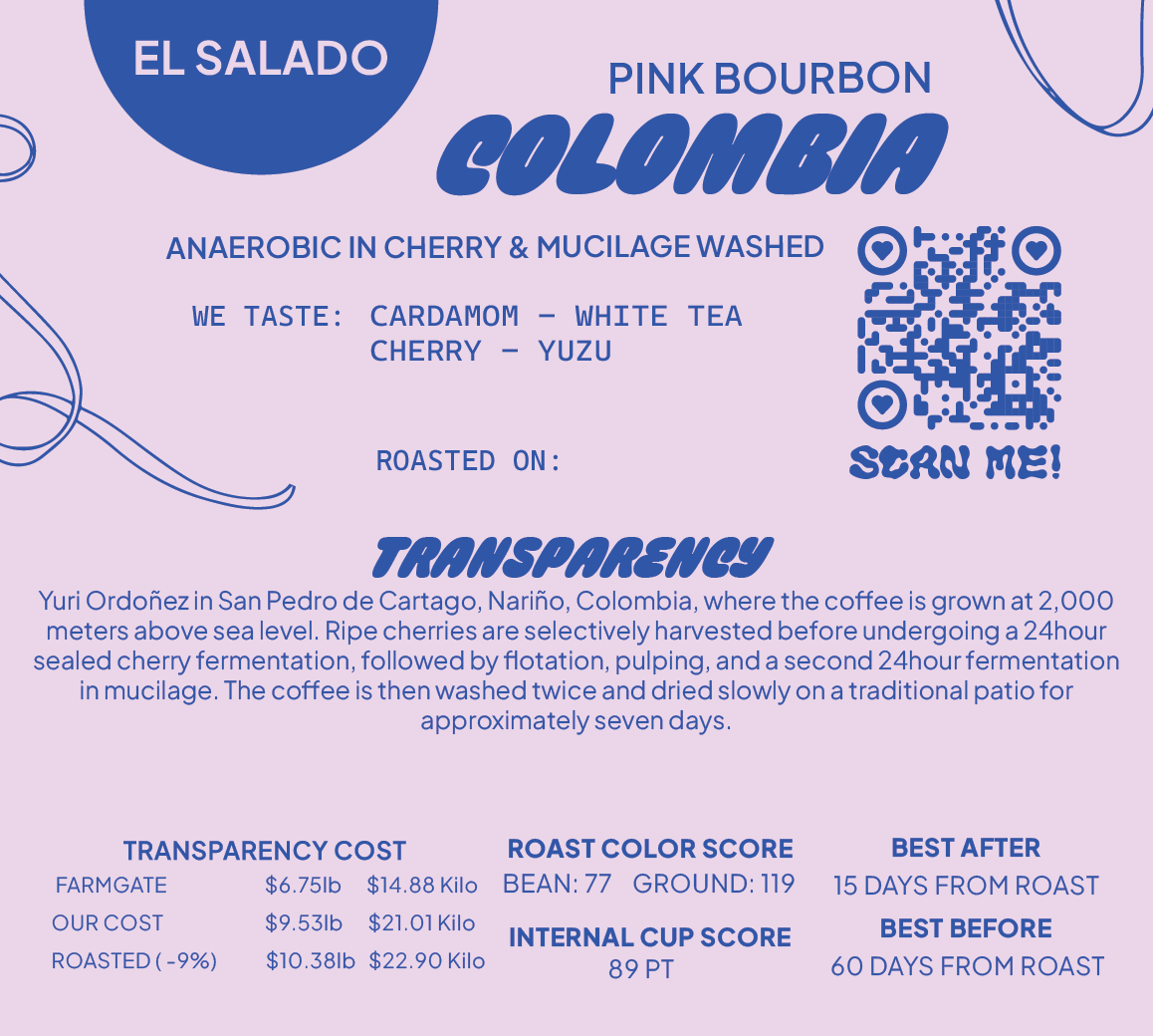 COLOMBIA PINK BOURBON WASHED EL SALADO