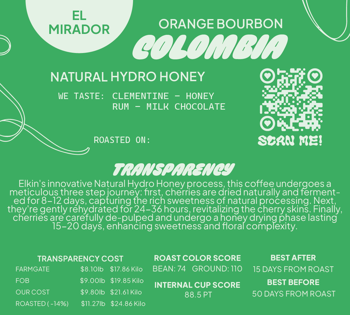 Colombia Natural Hydro Honey Orange Bourbon