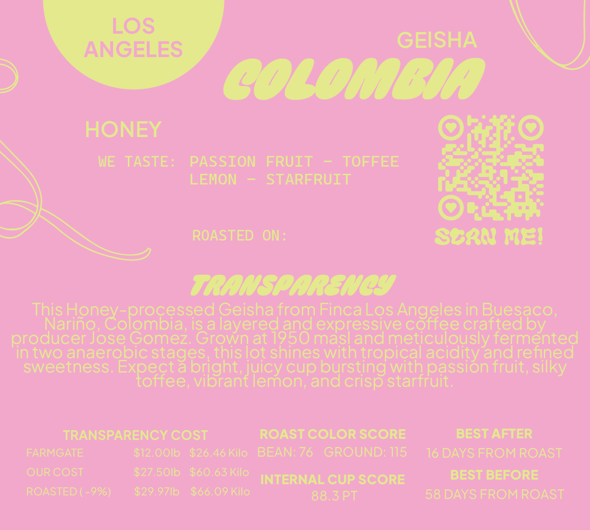 Colombia Geisha Honey Los Angeles
