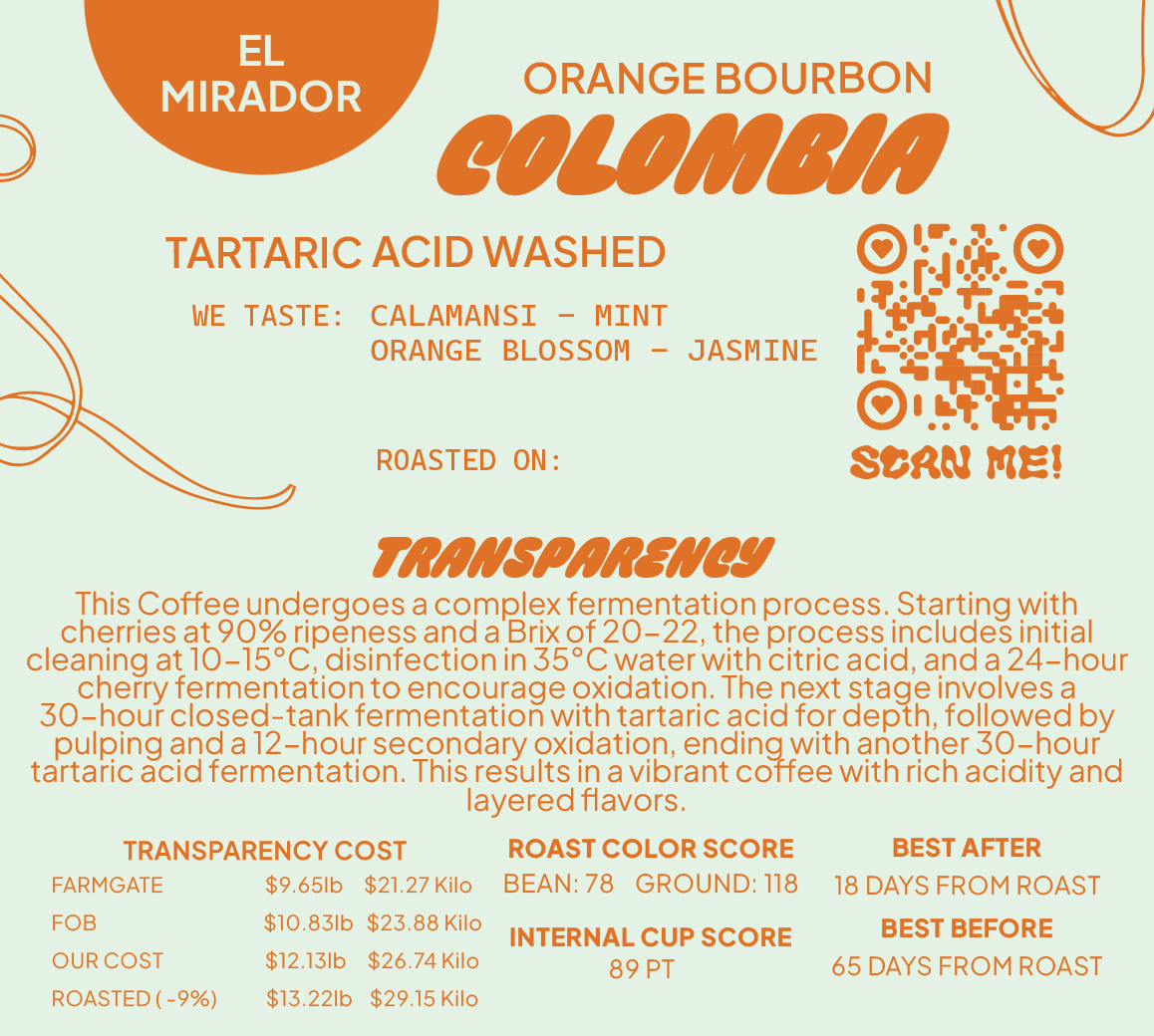 Colombia Washed Tartaric Acid Orange Bourbon