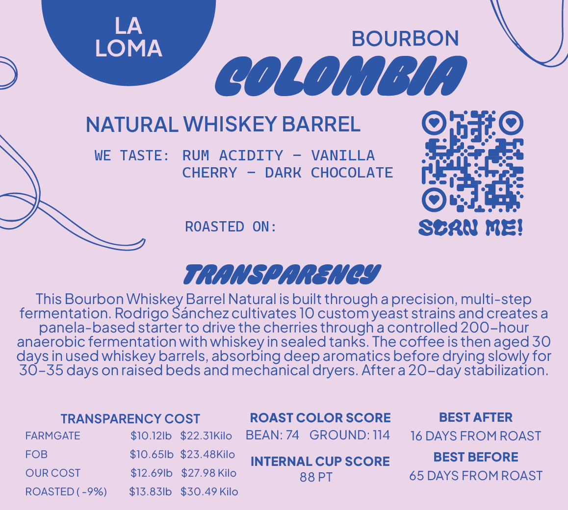 Colombia Bourbon Natural Whiskey Barrel