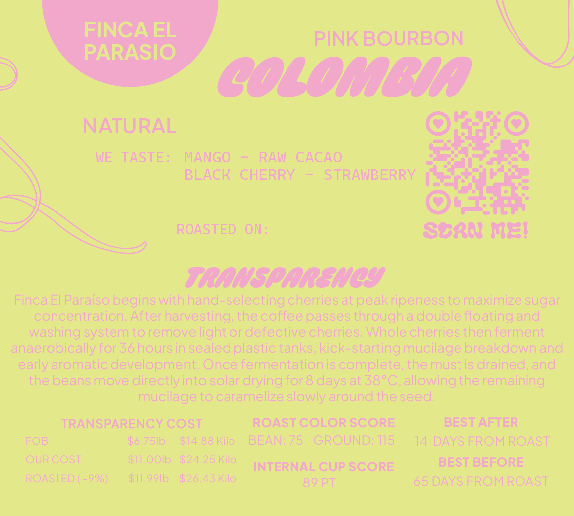 COLOMBIA PINK BOURBON NATURAL FINCA EL PARASIO
