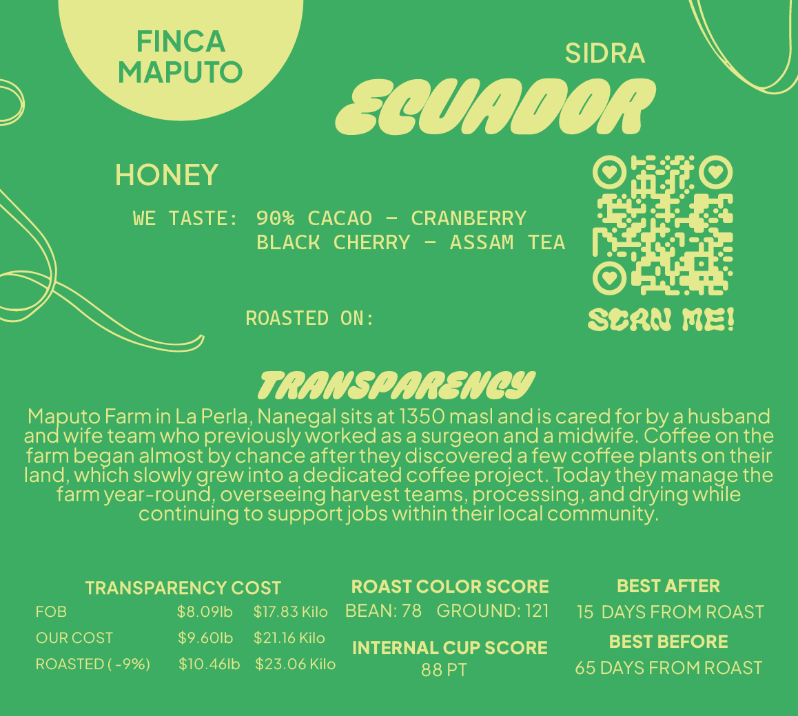 Ecuador Sidra Honey Finca Maputo