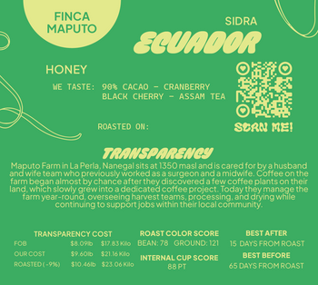 Ecuador Sidra Honey Finca Maputo