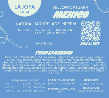 Mexico Yellow Caturra Natural 140hr IMPERIAL JADE Lot 61