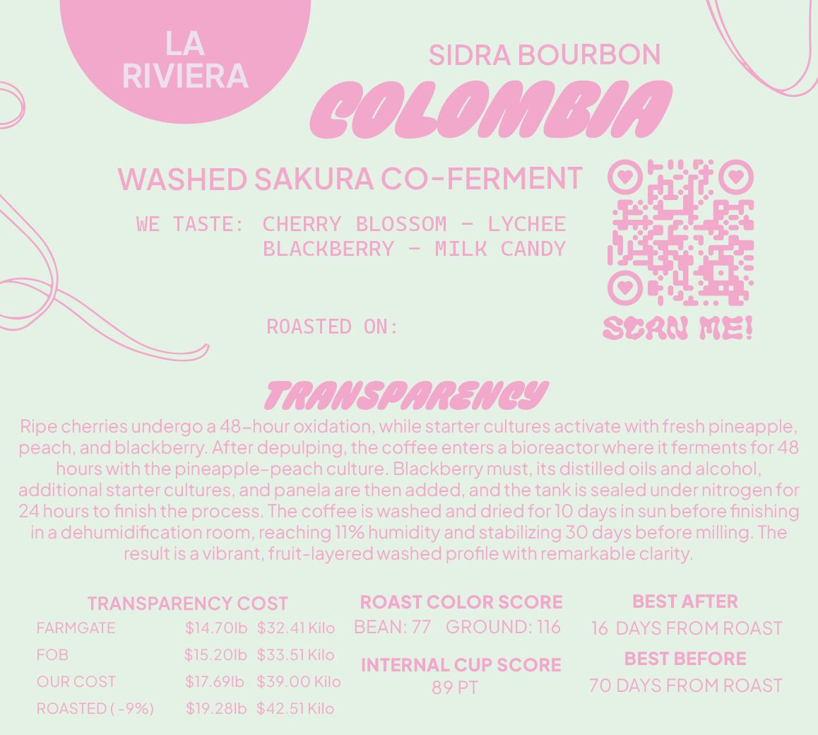 Colombia Sidra Bourbon Washed Sakura Co-Ferment