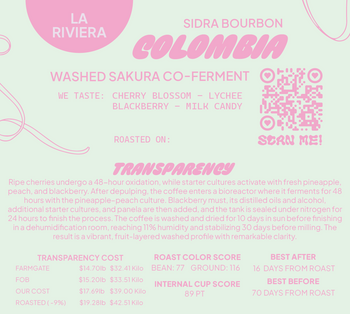 Colombia Sidra Bourbon Washed Sakura Co-Ferment