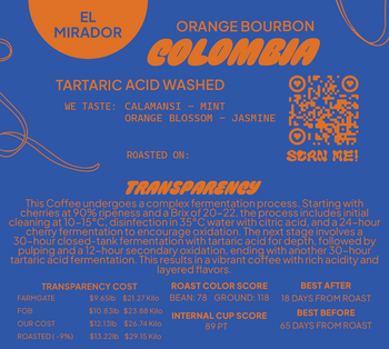 Colombia Washed Tartaric Acid Orange Bourbon