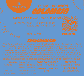 Colombia Washed Tartaric Acid Orange Bourbon Cold Room