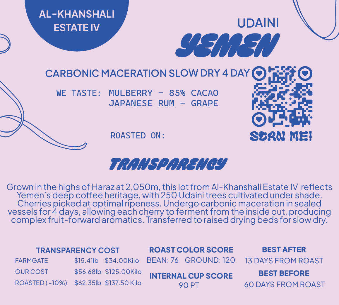 Yemen Carbonic Maceration Slow Dry 4 Day Natural Al-Khanshali Estate IV